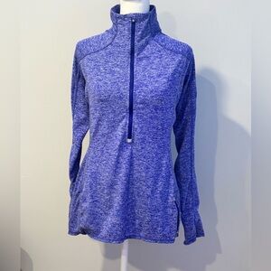 Aerie Heathered Blue Quarter-Zip Running Pullover